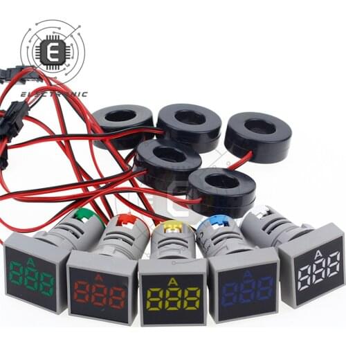 22MM 0-100A Digital Voltmeter Ammeter AC 220V Current Meter Voltage Gauge Tester Meters Indicator Led Lamp Square Signal Light