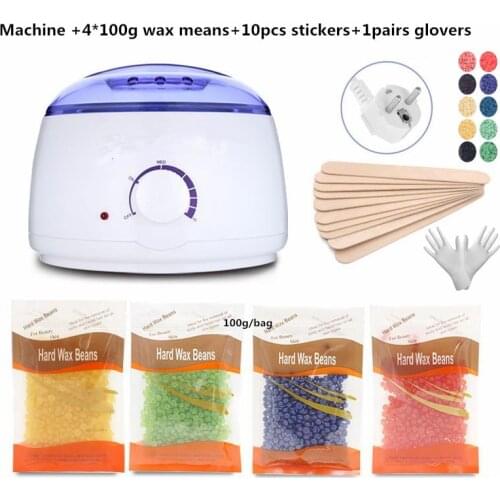 Electric Hair Removal Wax- Heater Wax Beans 10pcs Wood Stickers Hair Removal Sets Waxing Kit cera depilator