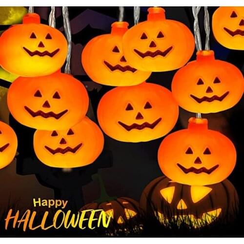 Halloween Pumpkin Lantern String Lights LED Pumpkin Orange Lamp Halloween Decorations Atmosphere Christmas Lights for Home Room