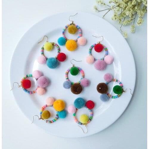 HC Fashion Handmade Bohemian Earrings Women Statement Jewelry Vintage Earrings Colorful Ball Antique Dangle Earrings oorbellen F