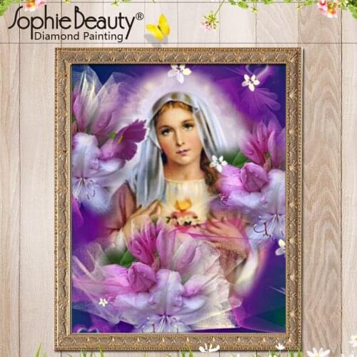 Needlework Free Image Jesus Christ Virgin Mary Embroidery Diamond Painting Religion Picture Square Drill Cross-Stitch Home Decor