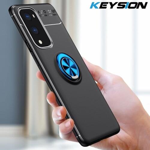 KEYSION Shockproof Case for OnePlus 9 9 Pro 5G Soft Silicone Magnetic Ring Stand Phone Back Cover for One plus 9 9 Pro 1+ 9 Pro