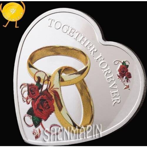 "I LOVE YOU" 999 Silver Heart-shaped Propose Marriage Ring Coins Collectibles Love Confession Marriage Memorial Gift Love Token