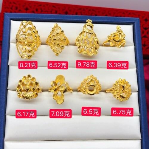 HX 24K Pure Gold Ring Real AU 999 Solid Gold Rings Elegant Shiny Heart Beautiful Upscale Trendy Jewelry Hot Sell New 2020