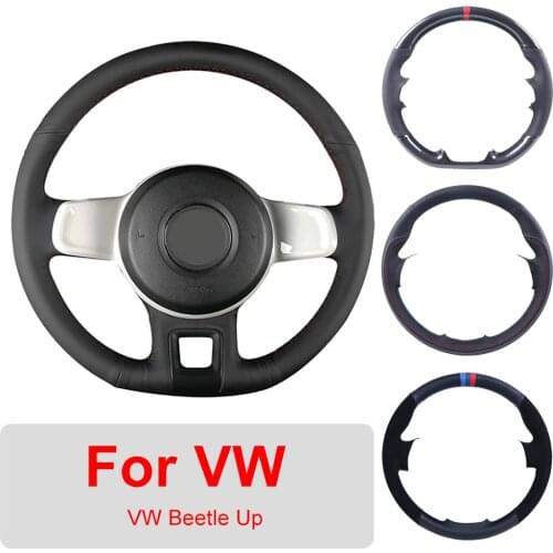 DIY Leather Car Steering Wheel Cover For Volkswagen VW Beetle 2012-2016 Up 2013-2016 Customized Steering Wheel Wrap Hand Sewing