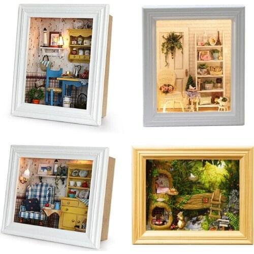 Doll House Wooden Frame Miniature Dollhouse with Furniture Kits DIY House Model Assemble Craft Toys for Children Birthday Gift