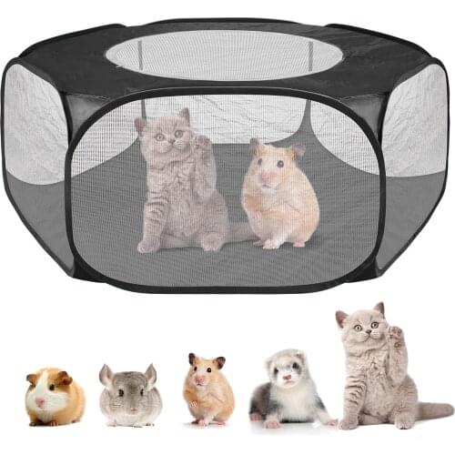 Pet Playpen Portable Small Animal Fence Cage Tent with Zippered Cover, for Hamster Chinchillas Guinea-Pigs