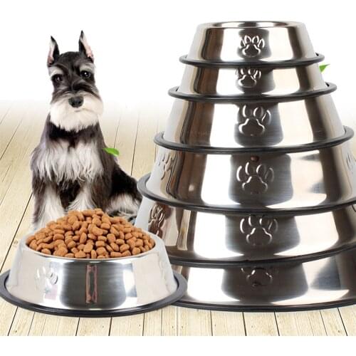Stainless Steel Pet Bowl with Anti-Skid Rubber Base Dog Dish Puppy Feeder Bowl and Water Bowl for Dog Pet Cat Kitten Supplies
