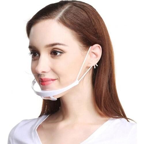 20PCS Reusable Transparent Mask Plastic Face Dust Mask Mouth Shields Open Mouth Cover Food Mouth Cover Anti-fog