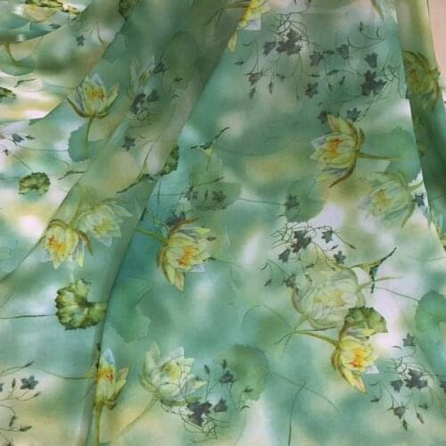 Soft Ombre Flower Print Chiffon Fabric Thin Flowing Scarf Cosplay Dress Skirt Clothing DIY Sewing Fabric
