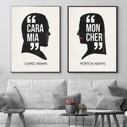 Adams Family Morticia and Gomez Instant Quote Poster Wall Modern Canvas Painting Valentines Day Witch Art Design Home Decor