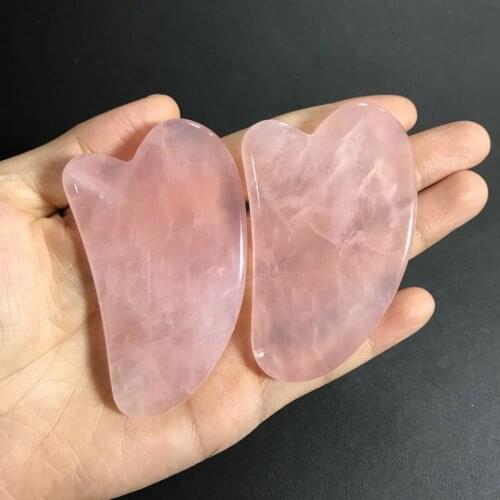 Natural Rose Quartz Jade GuaSha Scraping Board Massage Tool Face Lifting Stone Facial Eye Body SPA Relax