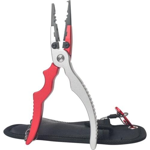 New Aluminum Alloy Fishing Pliers Split Ring Cutters Fishing Holder Tackle with Sheath & Retractable Tether Combo Hooks Remover