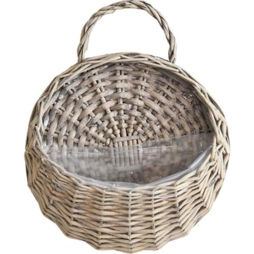 Rattan Woven Dried Flower Vases Fruit Baskets Mini Handbag Primary Color Hangable Living Room High Capacity Portable Bamboo