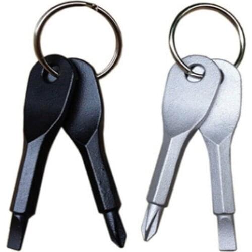 Hot Multitool Pocket Keychain Key-Shaped Precision Cast Steel Mini Slotted Phillips Screwdriver Multifunction Backpack Accessory