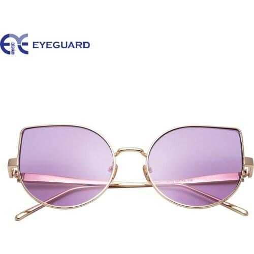 EYEGUARD Oversized Cat Eye Mirror Metal Frame Sunglasses UV400 for women