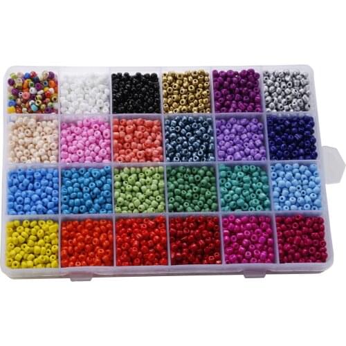 4mm Glass Beads Paint Beads Scattered Beads 24-Color Boxed Combination glass beads for jewelry making