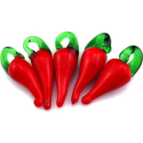 5pcs Hot Pepper Glass Charms DIY Jewelry Making Supplies Vegetables Plant Food Shape Pendant Charms 21879