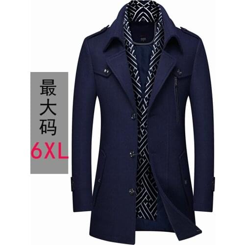 Thickened Mens Wool Scarf Collar Long Wool Coat Coat Mens Clothing