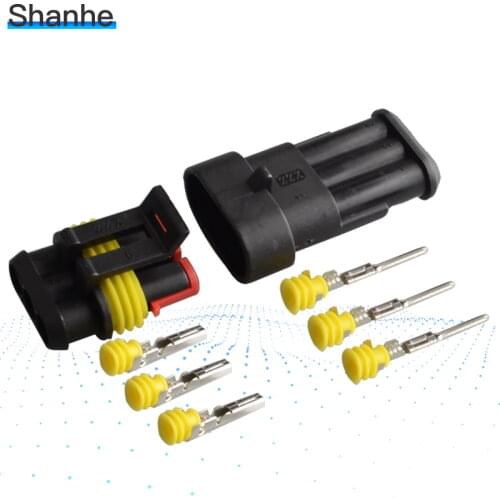 1set/5set/10set Flame retardancy 3P waterproof automotive Wire Connector Plug Car Motorcycle HID auto connector 3 Pin Way
