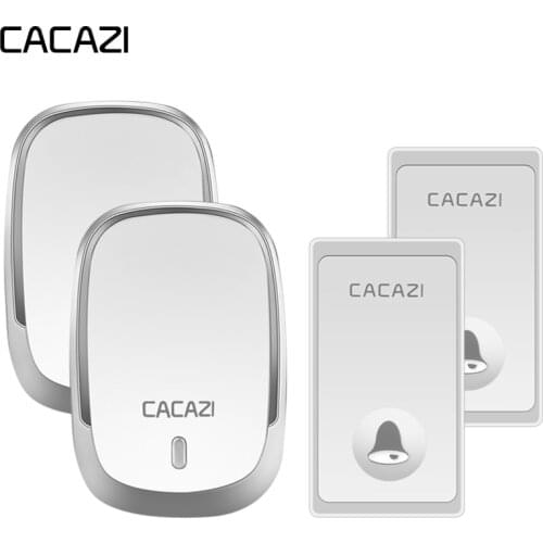 CACAZI Waterproof Home Wireless Doorbell Self-Powered No Battery Button 200M Remote LED Light Cordless Bell EU Plug 36 Rings