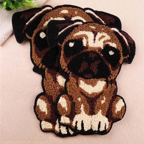 Big Size Cartoon Funny Dog Towel Rope Embroidery Chenille Patches Jacquard Handmade Appliques Things For Clothes Bags Sticker
