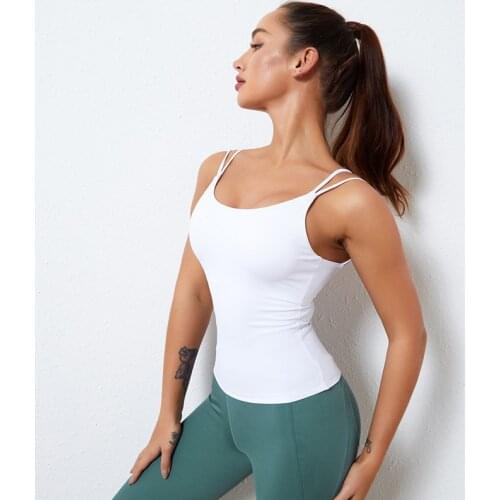 Yoga Vest Women Sexy Beauty Back Thin Shoulder Strap Cross Shockproof Gather Elasticity Tight Breathable Sports Fitness Vest