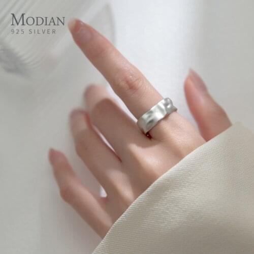 Modian 100% 925 Sterling Silver Irregular Wave Matte Elegant Free Size Female Finger Ring For Women Adjustable Fine Jewelry Gift