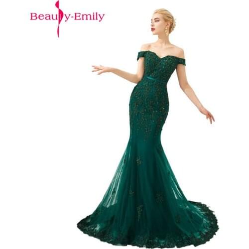 Robe De Soiree New Charming Sweetheart Neck Sleeveless Mermaid Green Long Evening Dresses Elegant off Shoulder Evening Gown 2019