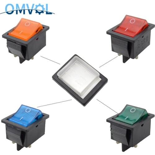 1Set ON-OFF illuminated rocker switch + waterproof cover 4pins & 6pins with lamp