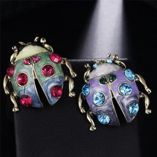 1 PC Ladybug Crystal Brooch Pins Rhinestone Brooch Wedding Clothes Decor Jewelry