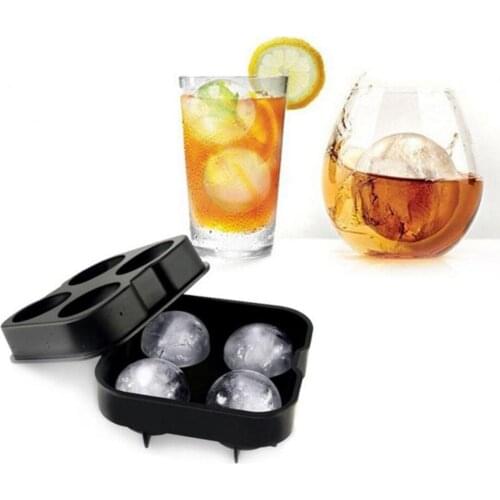 1pc Cocktail Whiskey Ice Ball Maker Tray 4 Large Silicone Ice Molds DIY Round Mould Kitchen Bar Accessories Supplies