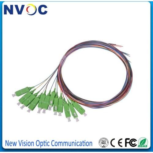 12 Cores 12F SC APC 1.5M Singlemode SC/APC 12Colored SM Fiber Optic Pigtail/Jumper Cable