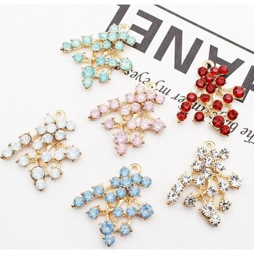 20Pcs Branch Flower Rhinestones Red Crystal Gold Sliver Bottom For Clothes Sewing Scrapbooking Craft Beads