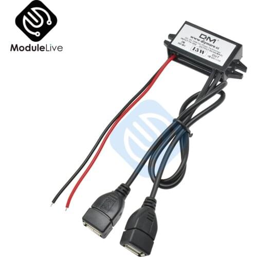 DC-DC Car Power 12V to 5V 3A 15W Buck Converter Module Dual USB Step Down Power Output Adapter Low Heat Auto Protection