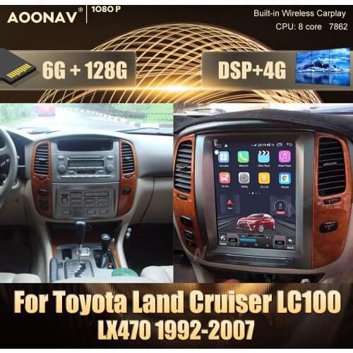 Android 10.0 car radio Tesla style For Toyota Land Cruiser LC100 LX470 1992-2007 car multimedia player GPS navigation carplay