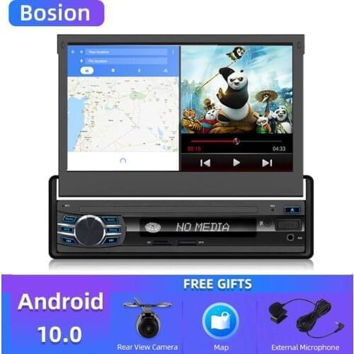 Bosion Car Radio 1 din Android 10 Wifi Autoradio Stereo Player Universal GPS Navigation Retractable Screen Bluetooth Free camera