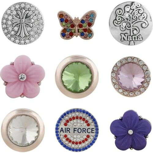 Butterfly Rhinestone Flower 20mm Metal snap button jewelry DIY bracelet KD1115