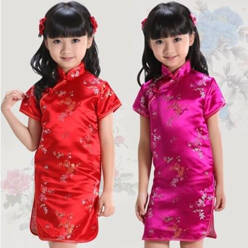 Free Shipping! Chinese Cheongsam for Grils China Traditional Dress for Kids One-piece Dress for Kids