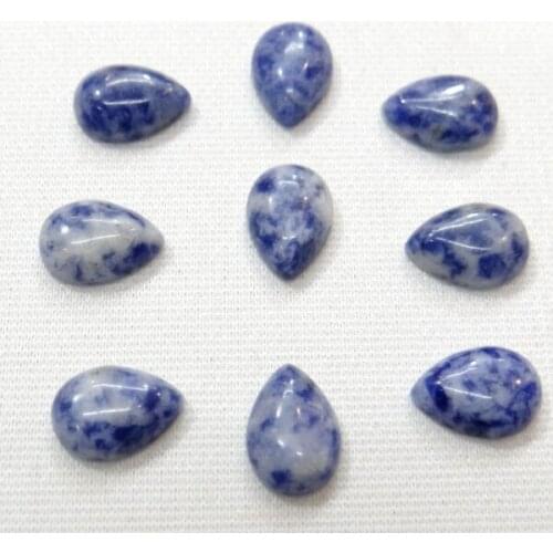Wholesale 50pcs 10*14mm Natural sodalite Stone Water Drop Cabochon No hole beads for diy Jewelry Necklace ring accessories