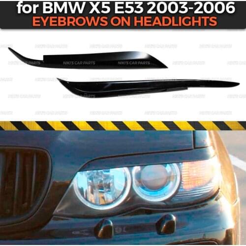 Eyebrows on headlights case for BMW X5 E53 2003-2006 ABS plastic cilia eyelash molding decoration car styling tuning accessories