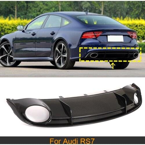 Car Rear Bumper Diffuser Lip For Audi RS7 2014 - 2016 Car Rear Bumper Diffuser Lip Spoiler Carbon Fiber