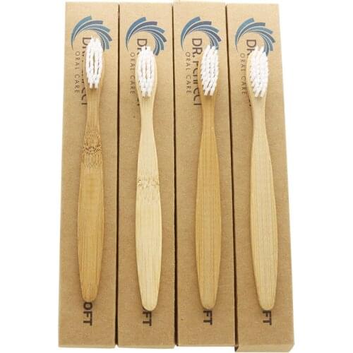 DR.PERFECT 50PCS/lot Child White Bristle Bamboo Toothbrush Eco friendly Wooden Bamboo Toothbrush Oral Care Black Head