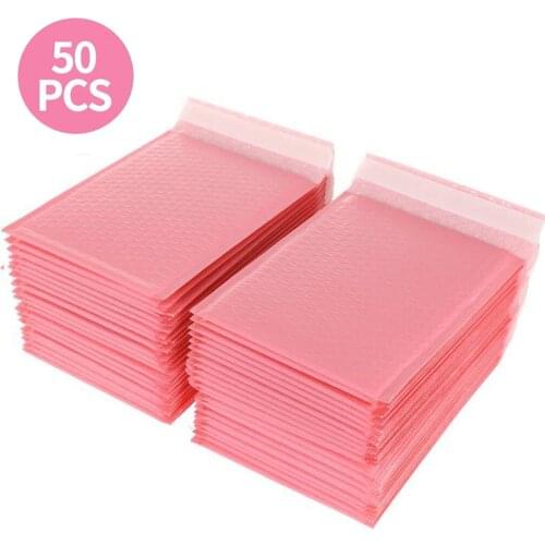 50PCS Bubble Mailers Padded Envelopes Pearl film Gift Present Mail Envelope Bag For Book Magazine Lined Mailer Self Seal Pink