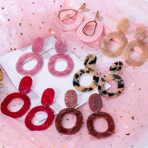Korean Acrylic Earrings 2020 Big Statement Earrings for Women Fashion Geometric Resin Oval Square Drop Dangle Earrings Jewelry