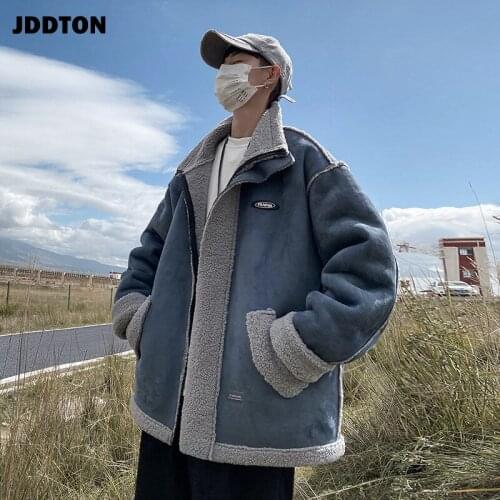 JDDTON New Winter Mens Warm Coats Thicken Zipper Parka Jackets Loose Casual Male Fashion Outerwear Long Sleeve Streetwear JE591