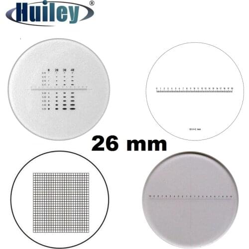 Micrometer Diameter 26mm Calibration Scale Board Optical Glass Cross Ruler Net Reticle Vertical Line Horizontal Ruler Microscope