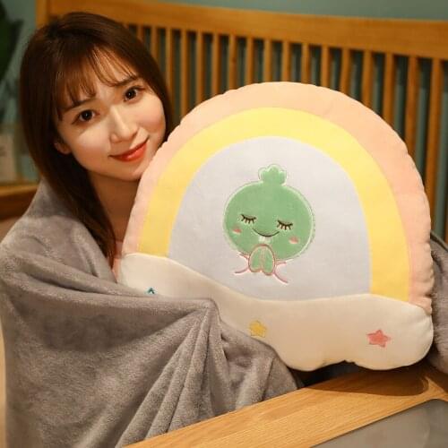 INS 3in1 Blanket Newborn Baby Candy Rabbit&Bear&Pig&Dinosaur Colorful Rainbow Anime Cushion Sofa Home Decoration Throw Pillow
