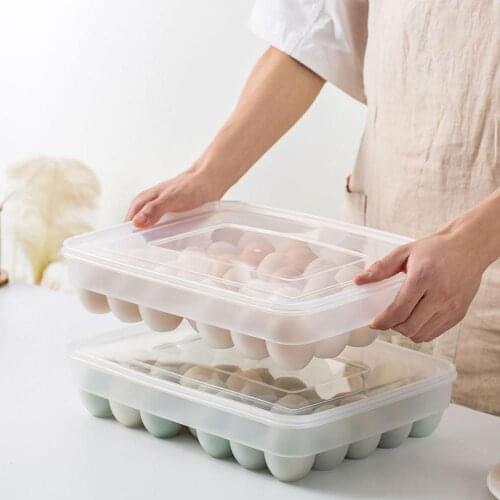 Single Layer Egg Storage Box With Lid 34 Grid Household Egg Container Refrigerator Food Storage Box