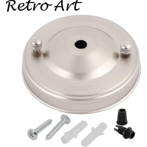 FREE shipping D100mm Polished Steel Single Outlet Ceiling Rose for pendant light set retro ceiling canopy with cord grip-Nickel